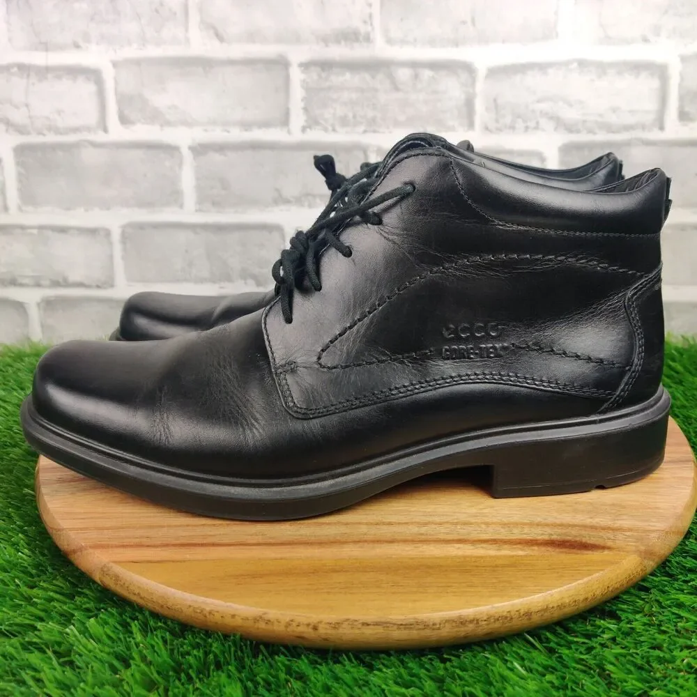 Ecco Gore Tex Black Leather Chukka Ankle Boots Berlin Mens Size EU 44/US 10-10.5
